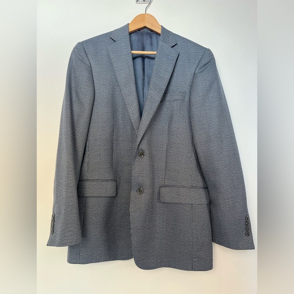 Hart Schaffner Marx Other - Vtg Hart‎ Schaffner Marx Men’s Blazer 40R – Blue Micro-Houndstooth, Made in USA